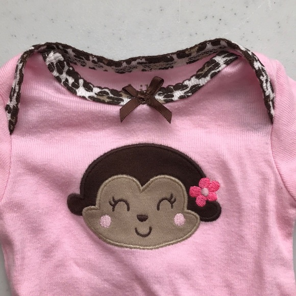 CARTER’S Onesie Monkey Face Leopard Print Snaps - Picture 2 of 6